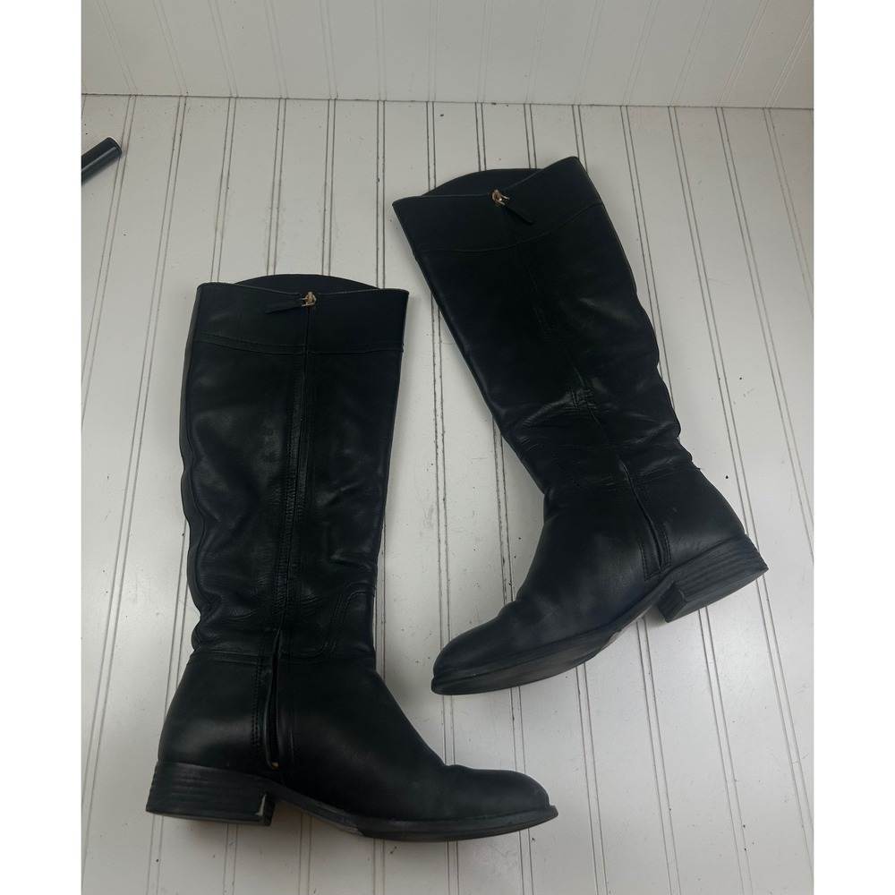 Tory Burch Black Leather Ashlynn Riding Boots Women's Size 8.5 - Picture 3 of 13